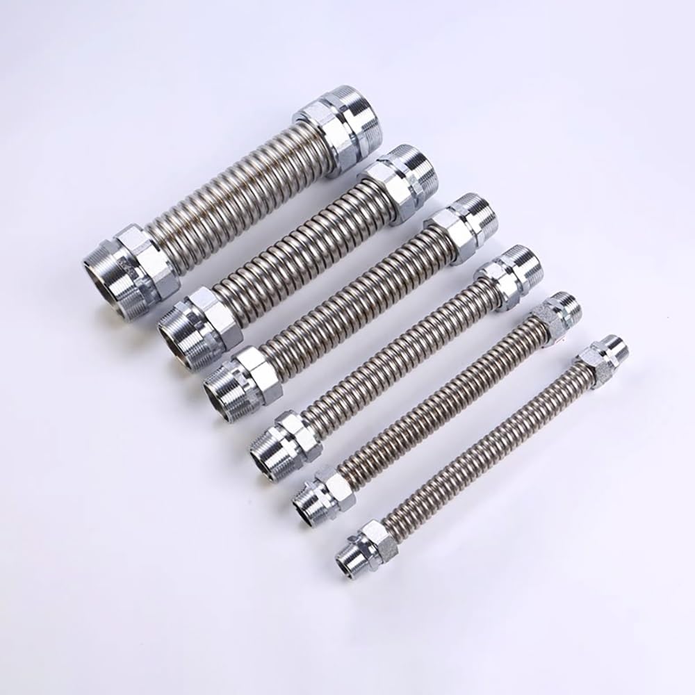 Manguera De Agua Flexible Corrugada BSP De Acero Inoxidable 304, Conexión De Metal BSP De 1/2" 3/4" 1", Línea De Suministro De Agua Fría Y Caliente, 20-100 Cm De Longitud, 1 Pieza(1",100cm)