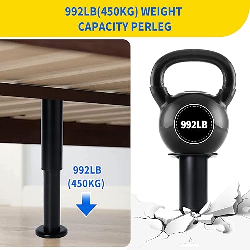 Miniatura 4 de 4 patas de muebles de altura ajustable con tornillos para marco de cama, metal ajustable de 10 a 17 pulgadas para