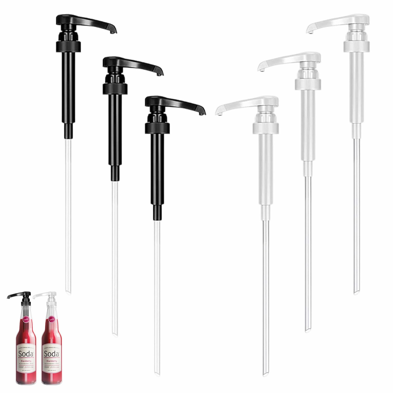 6 Pezzi Dispenser a Pompa per Sciroppo, Caffè Dispenser Sciroppo Pompa, Pompe Dosatrice per Bottiglie per Casa Cucina Caffè, Viene Fornito con Tubi Lunghi