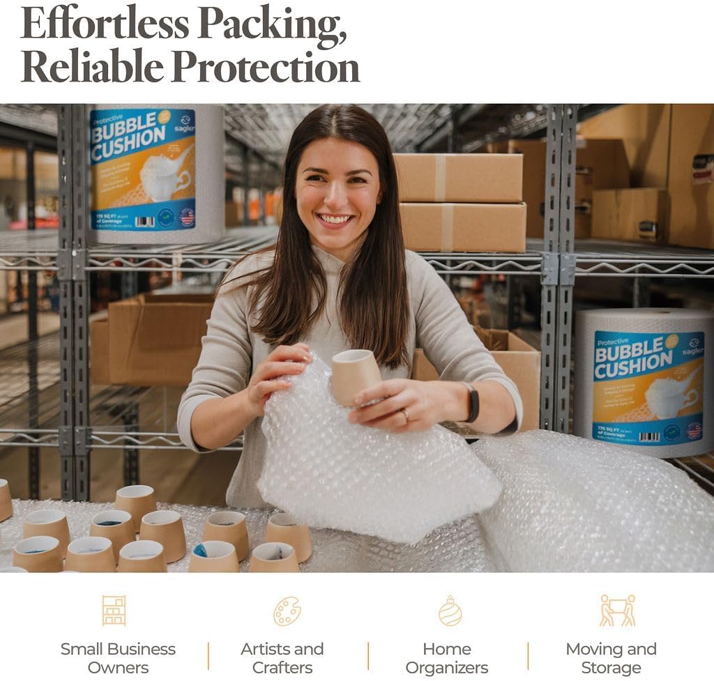 Bubble cusion for Packing  Moving - 12 Width X 600 FT 150 FT Each 4 Rolls Bubble cusion for Moving, Extra Protection for Shipping, Packaging Boxes  Mailers, Perforated Every 12 IN