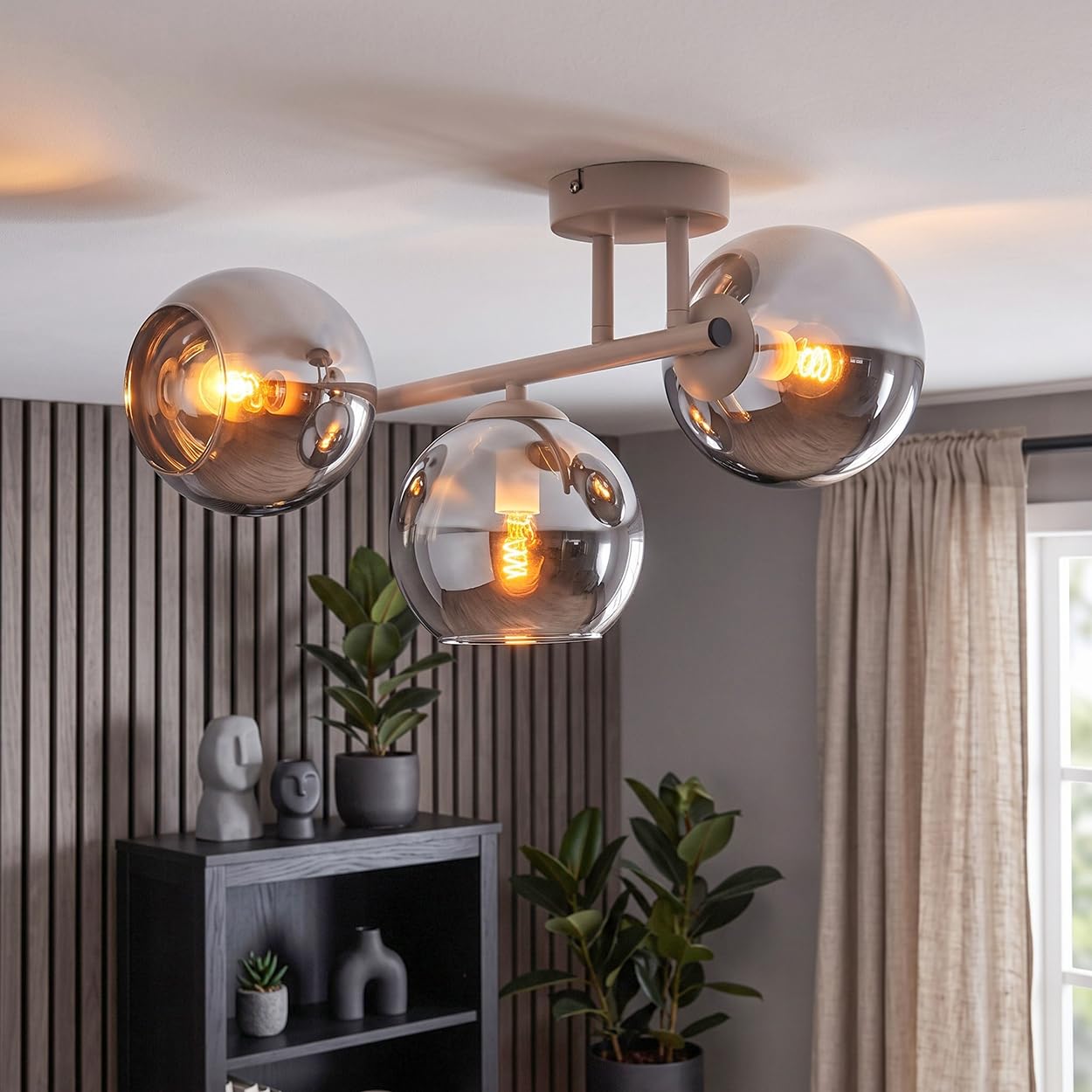 HOFSTEIN Koyoto Lampa Sufitowa Szklana 3-Punktowa Kula Piaskowa