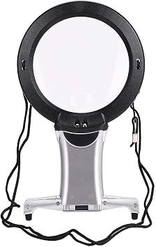 Reading Magnifier Hands Free Magnifier Neck Wear Magnifier with LED Light 2X 6X Magnifying for Close Work, Reading, Sewing, Cross Stitch, Inspection, Repair, Crafts