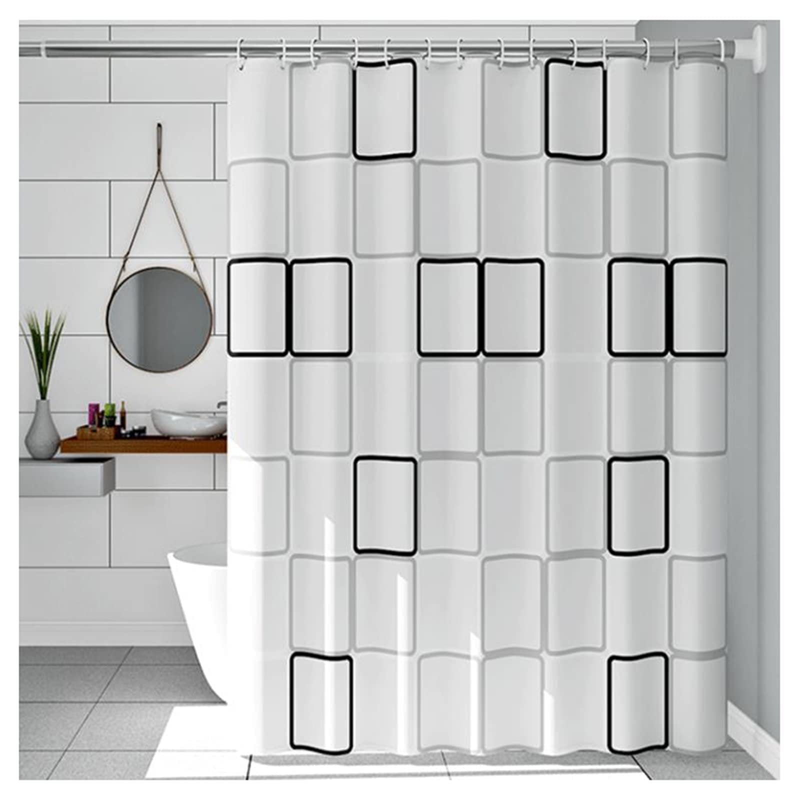 Rideau de douche anti-buée grand carré pour isolation thermique de baignoire