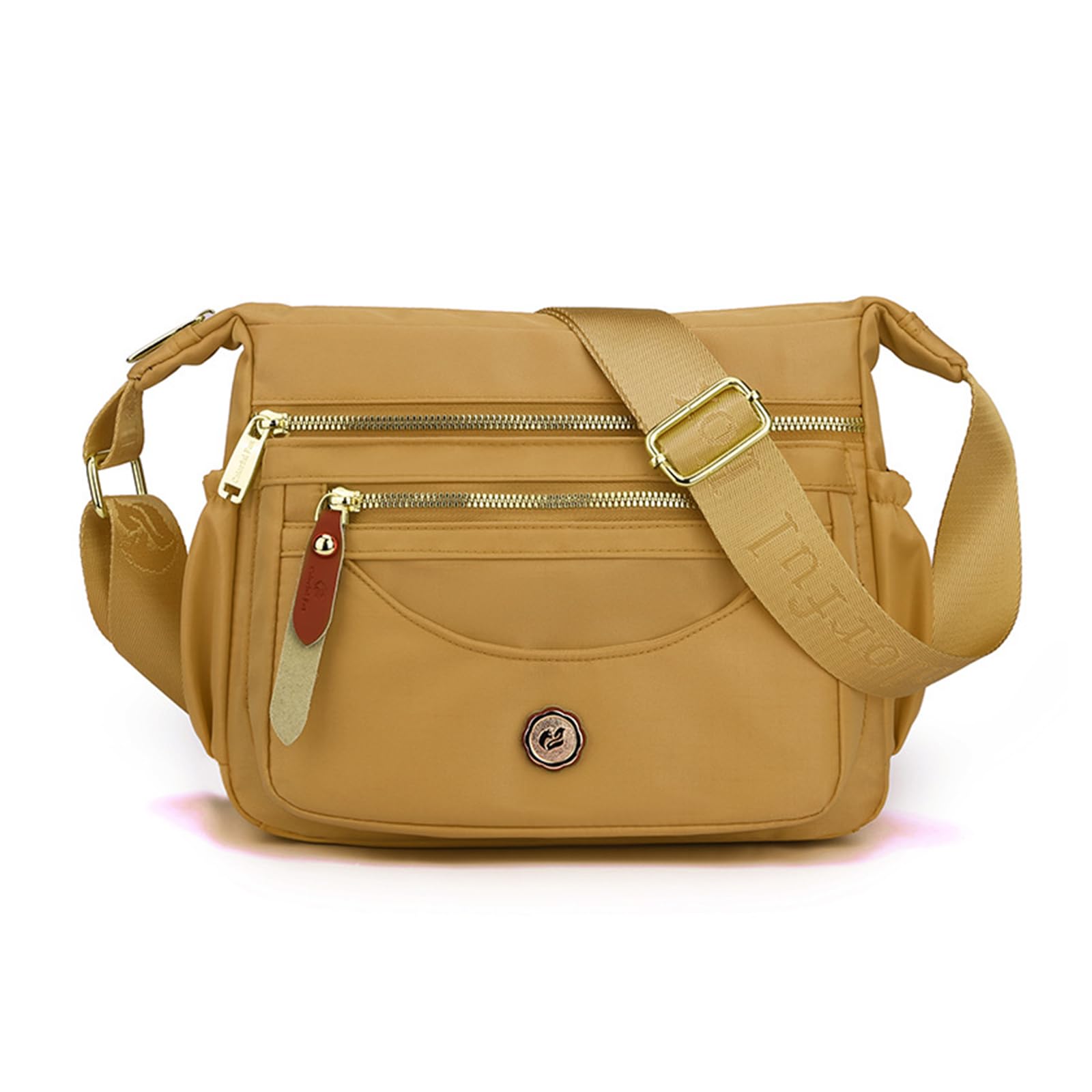 NICOLE & DORIS Women's Cross-body Bags Casual Shoulder Bag Multi Pocket Fashion Satchel Bag Nylon Side Bag Yellow