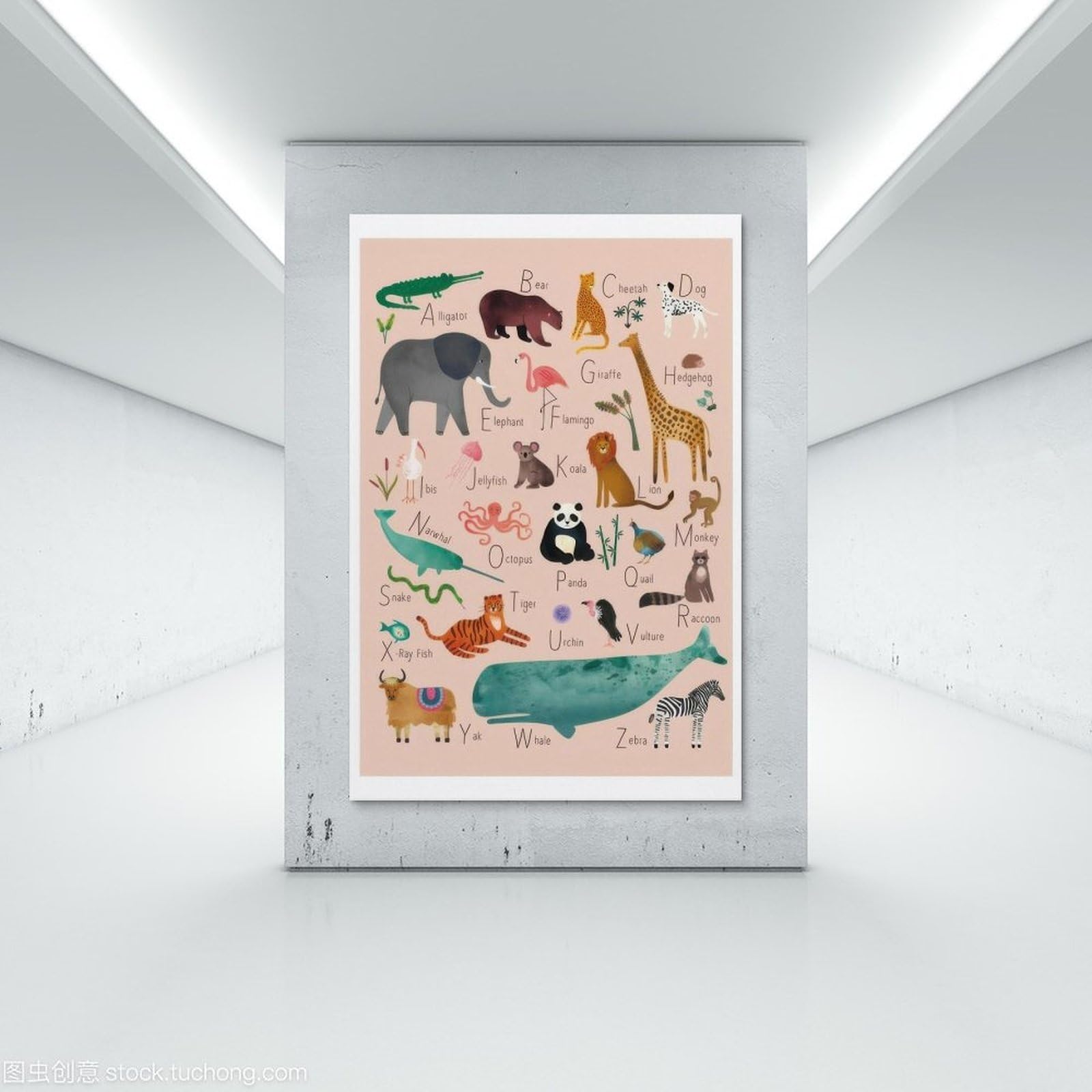 Alphabet Animals Éducationnel Impression sur Toile Affiche Décoration Peinture Salon Mur Art Chambre Peinture Impression Murale Peinture Moderne Maison Garçon Chambre Impression Peinture Fille