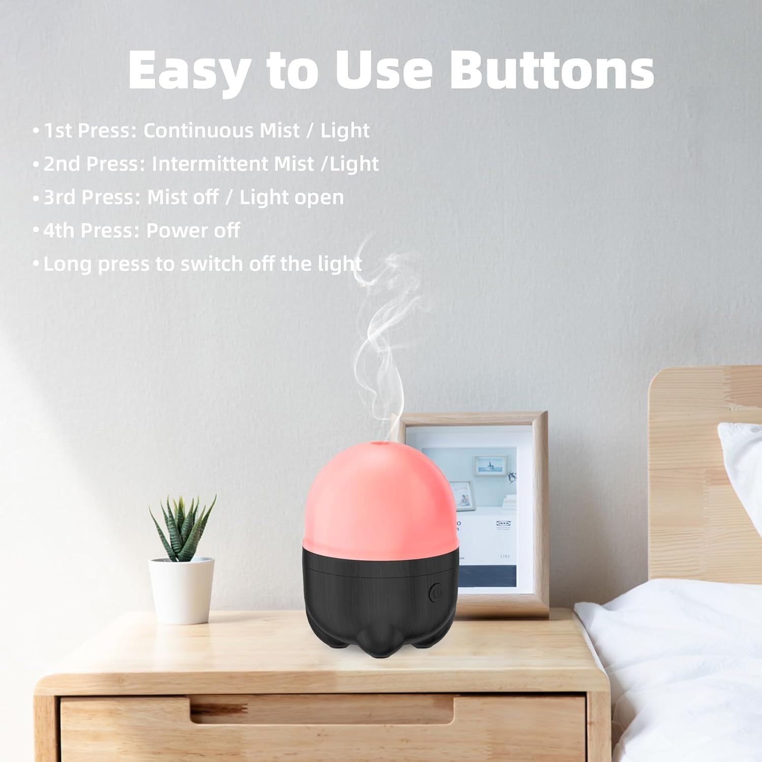 SEEDSEEL 150ML Cordless Essential Oil Diffuser, Rechargeable Battery Powered with 7-Hour Runtime,7-Color LED Lights Portable Aromatherapy Diffuser for Bathroom,Bedroom, Office, Outdoor
