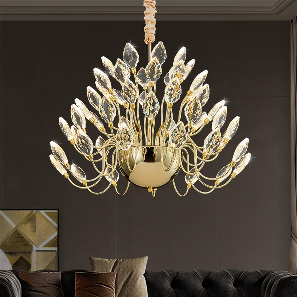 CSXSXAUO Modern Luxury Living Room Crystal Chandelier LED Fashion Creativity Restaurant Bedroom Villa Hotel Beauty Salon Duplex Staircase Pendent Lamp (D D80CM)