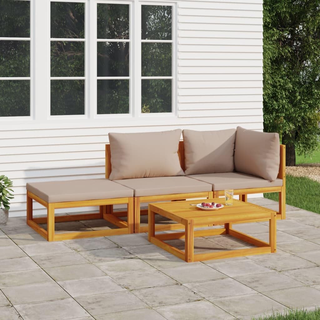 Salon de jardin 4 pièces bois massif pour aménager un petit espace extérieur