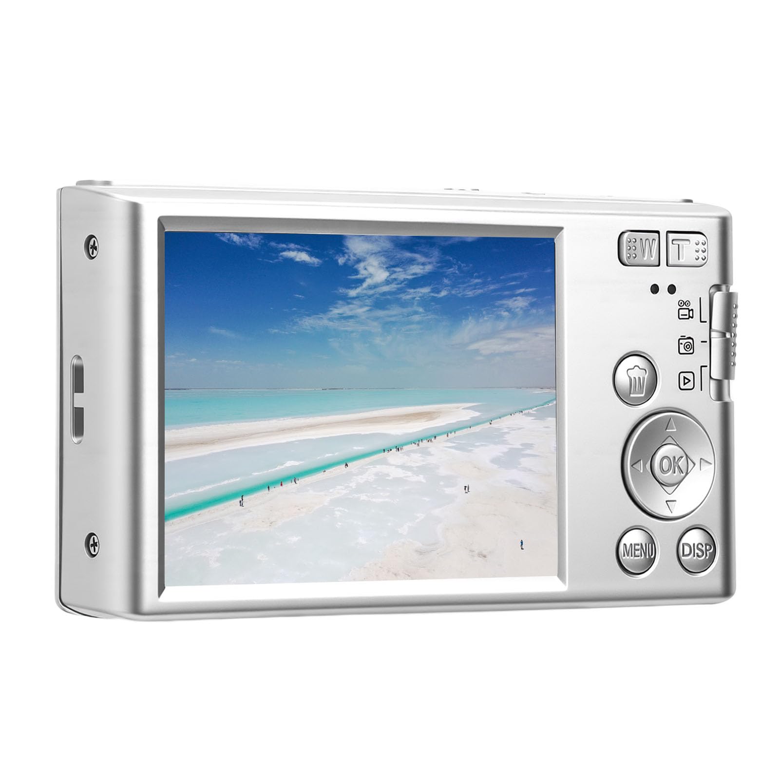 Fabater Fotocamera Digitale 4K per Fotografia, Fotocamera per Vlogging da 48 MP con Schermo LCD da 2,8 Pollici e Zoom 16X, Fotocamere da Viaggio Compatte per Adolescenti Adulti (SILVER)