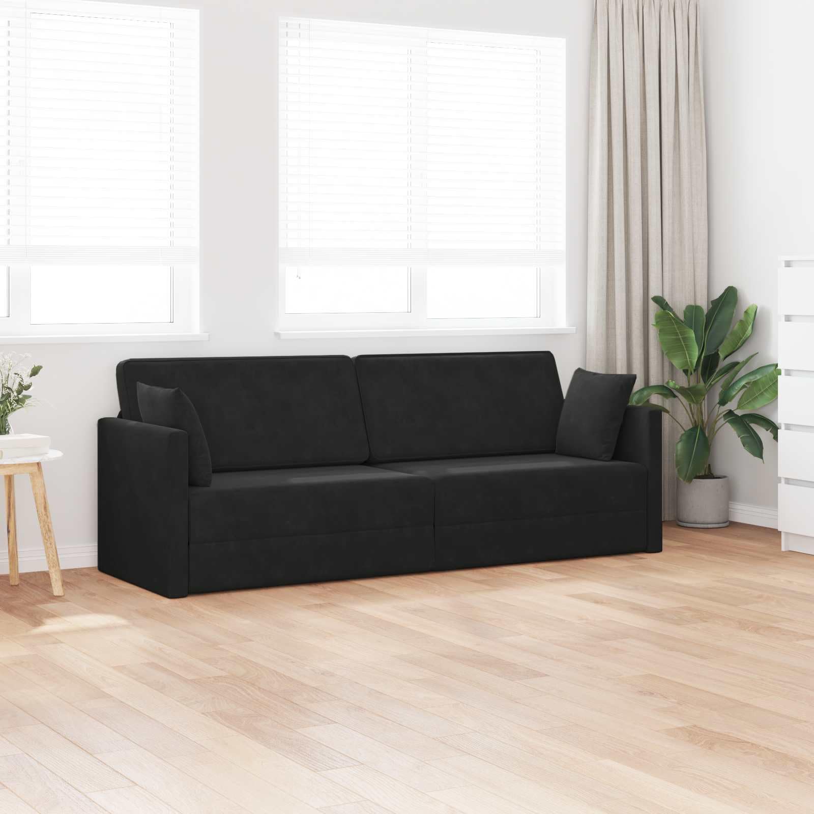Fengshui Podłoga sofa czarna 213 x 70 x 77 cm aksamit