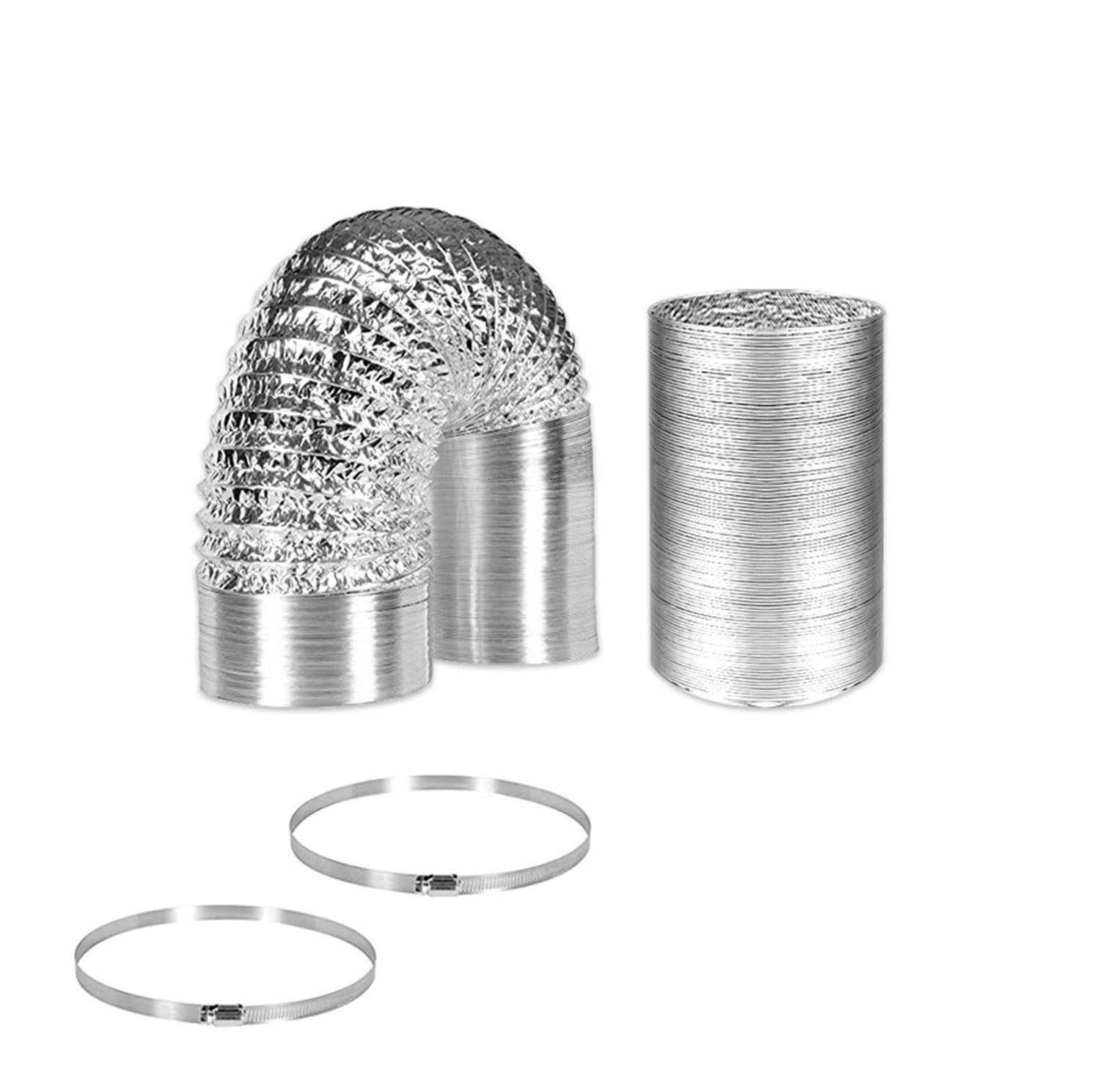 Elastyczne przewody aluminiowe, Elastyczny wąż odpowietrzający suszarki, elastyczna folia do kaloryferów z 2 zaciskami ze stali nierdzewnej(3m,150mm)