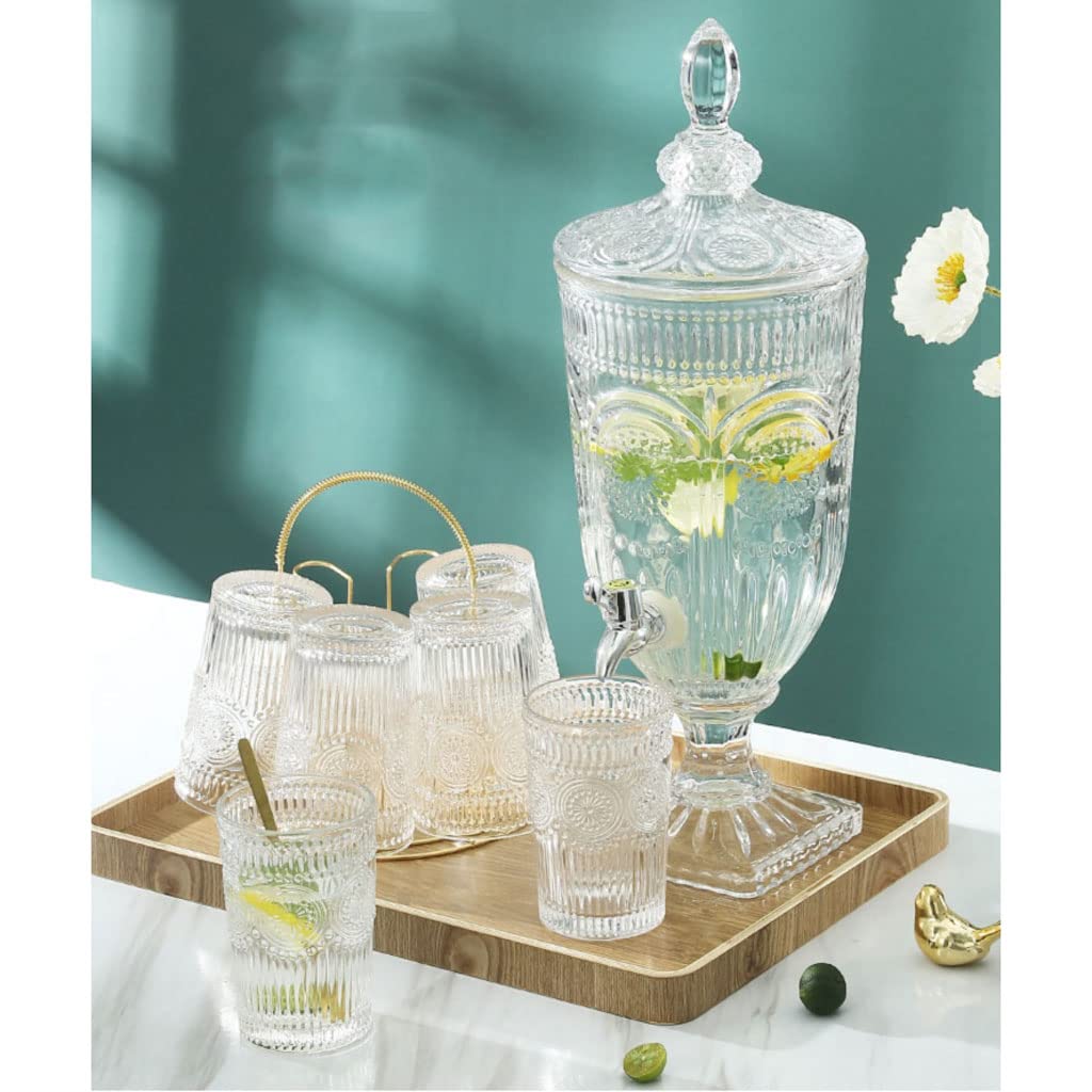 Getränkespender für kalte Getränke, Kristall-Getränkespender aus Glas, Saftbehälter für Kühlschrank, Arbeitsplatte, Limonade, kalter Tee für Ma
