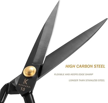 Homlynn Fabric Scissors 25.5cm - Tailor Scissors For Black Cut Fabric Clothing Leather Right Hand