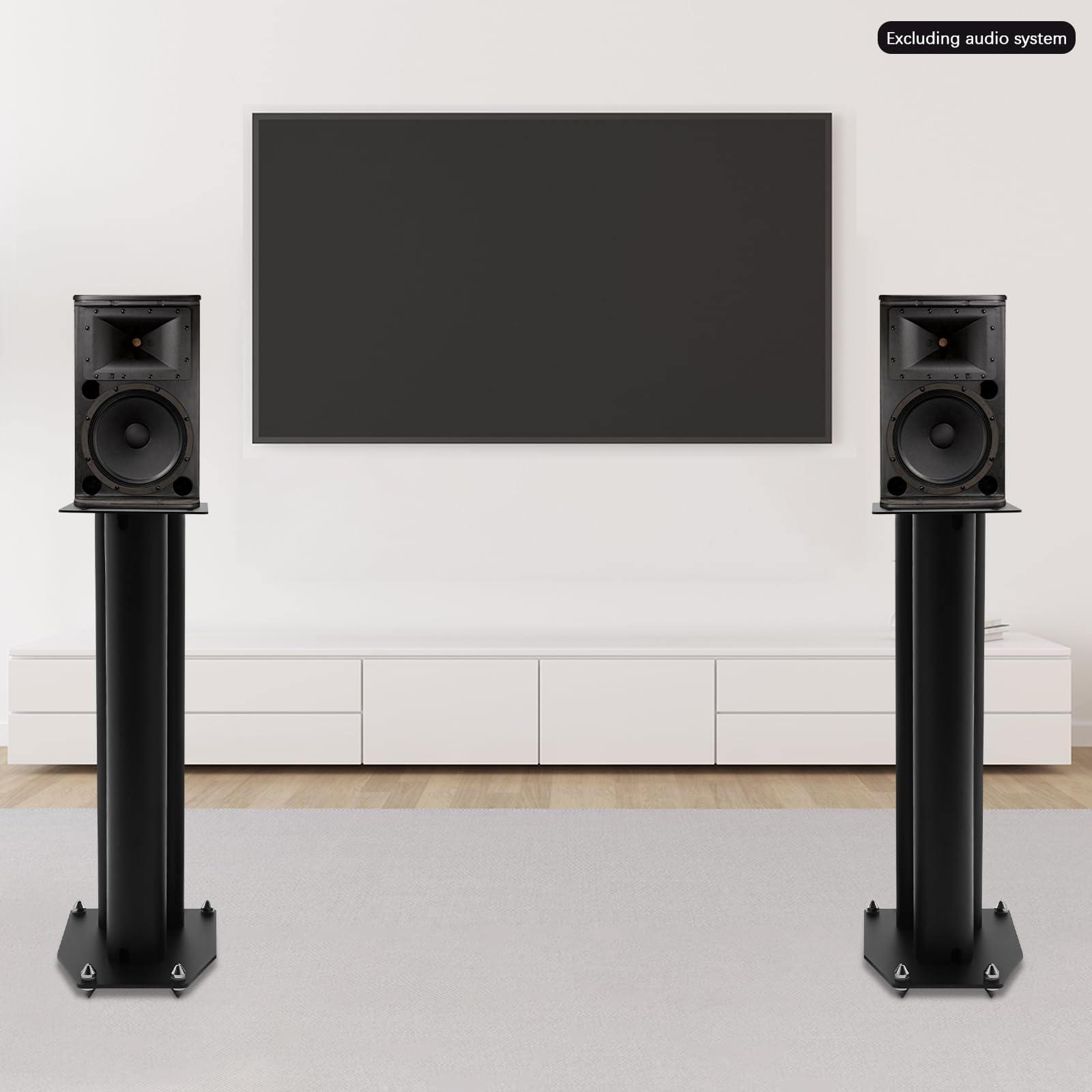 Supporto per altoparlante indipendente, in ferro moderno, nero, per soggiorno, studio, home theater, altezza regolabile