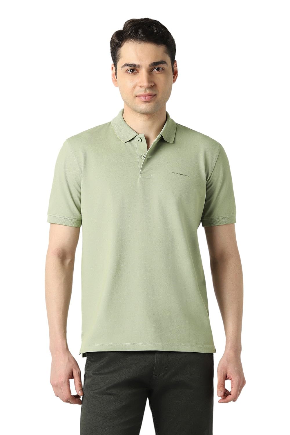 peter england Men Green Solid Polo Neck T-Shirt-picture-21