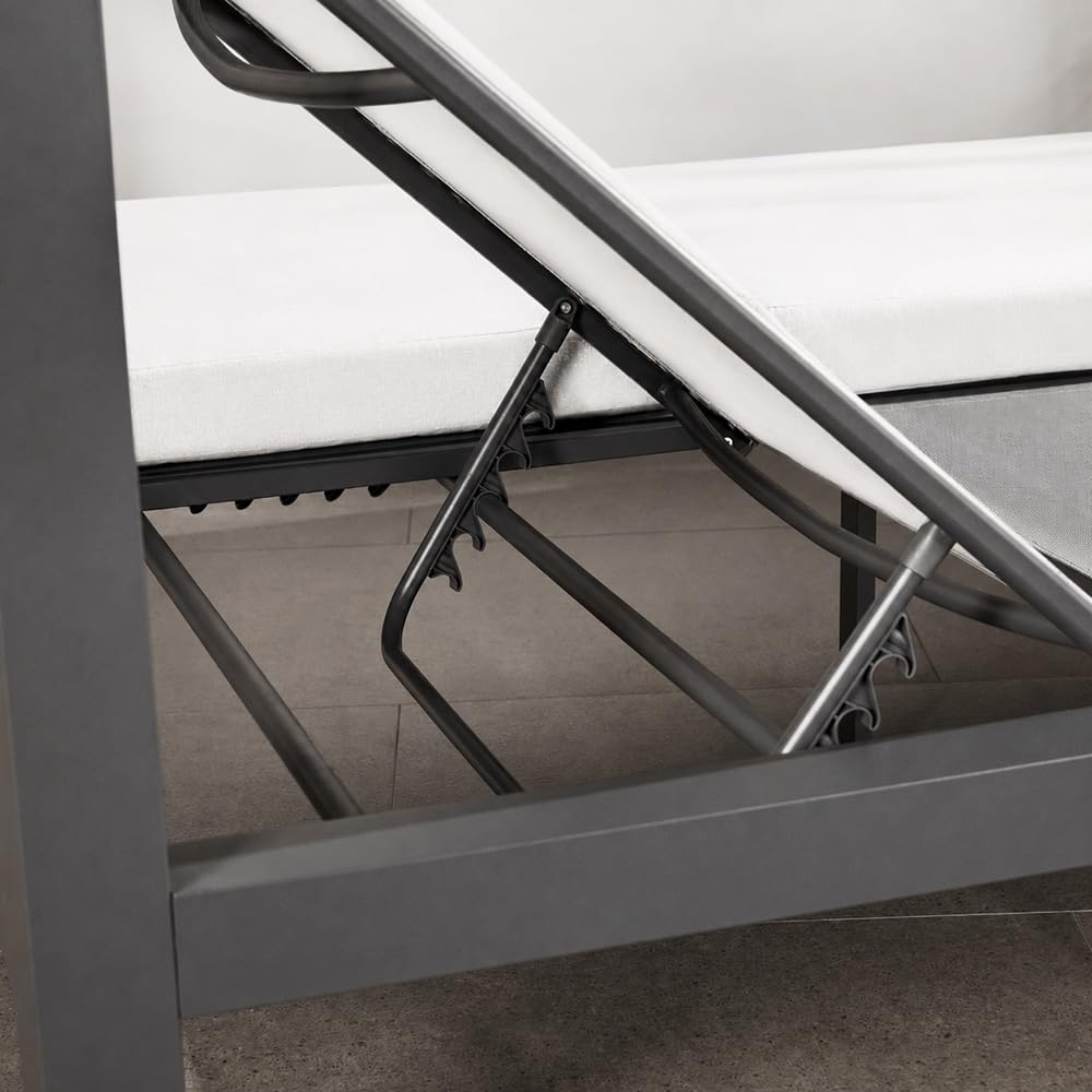 Lit de Jardin MATALA Gris 208x188 cm Dossier Inclinable et Toit