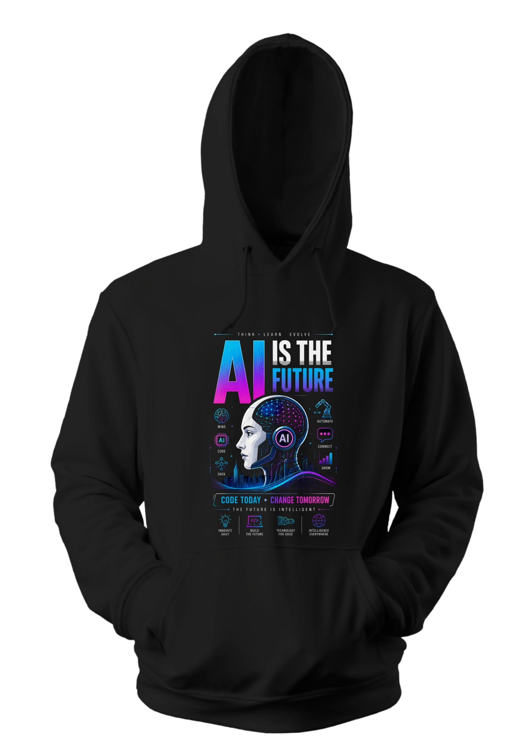 trendify AI is The Future Robot Printed Hoodie Sweatshirt| for Men & Women-picture-52