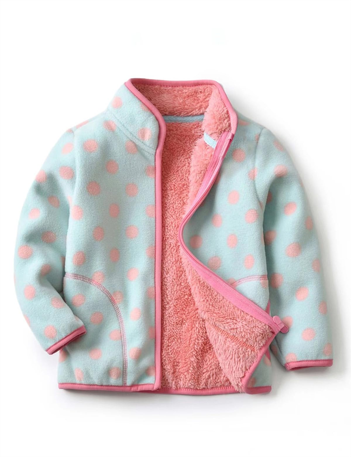 YUHANWOO Kids Printed Polar Fleece Jacket Toddler Baby Boys Girls Autumn Winter Warm Sherpa Lining Outerwear Soft Lightweight(150)