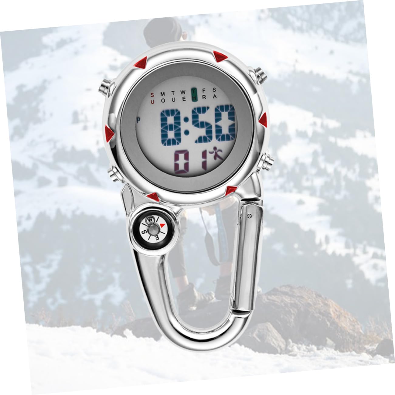 LIFKOME 3stücke Unisex Karabineruhr Aus Edelstahl Mit Quarzwerk Multifunktionale Uhr Für Outdoor-aktivitäten Langlebig Und Stilvoll Für Bergsteigen Und Wandern