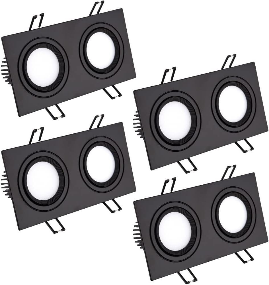 HynJGih 4 Pack LED Black Double Head Downlight, Rectangular Recessed Ceiling Light 10W,14W,20W,30W,40W,60W Recessed Downlight(10w,6000k)
