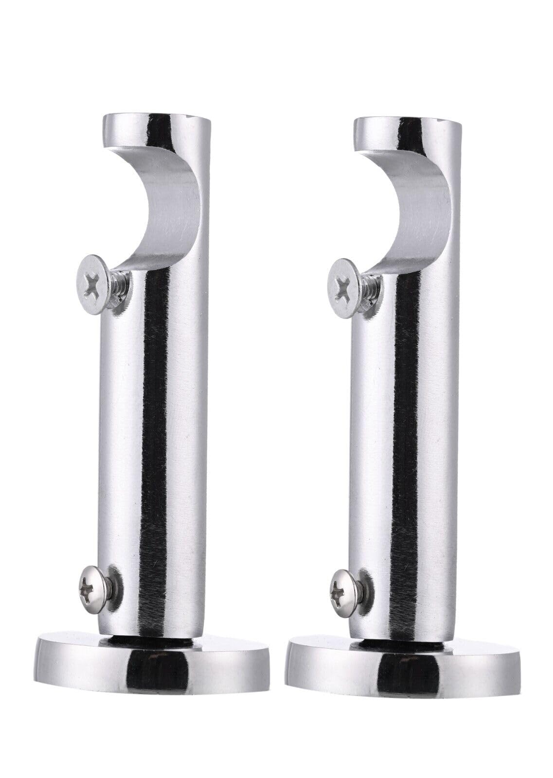 Lister Cartwright Chrome(Barrel Bracket) 19Mm Curtain Pole Brackets With Adjustable Screws Metal Finish (Pack Of 2)