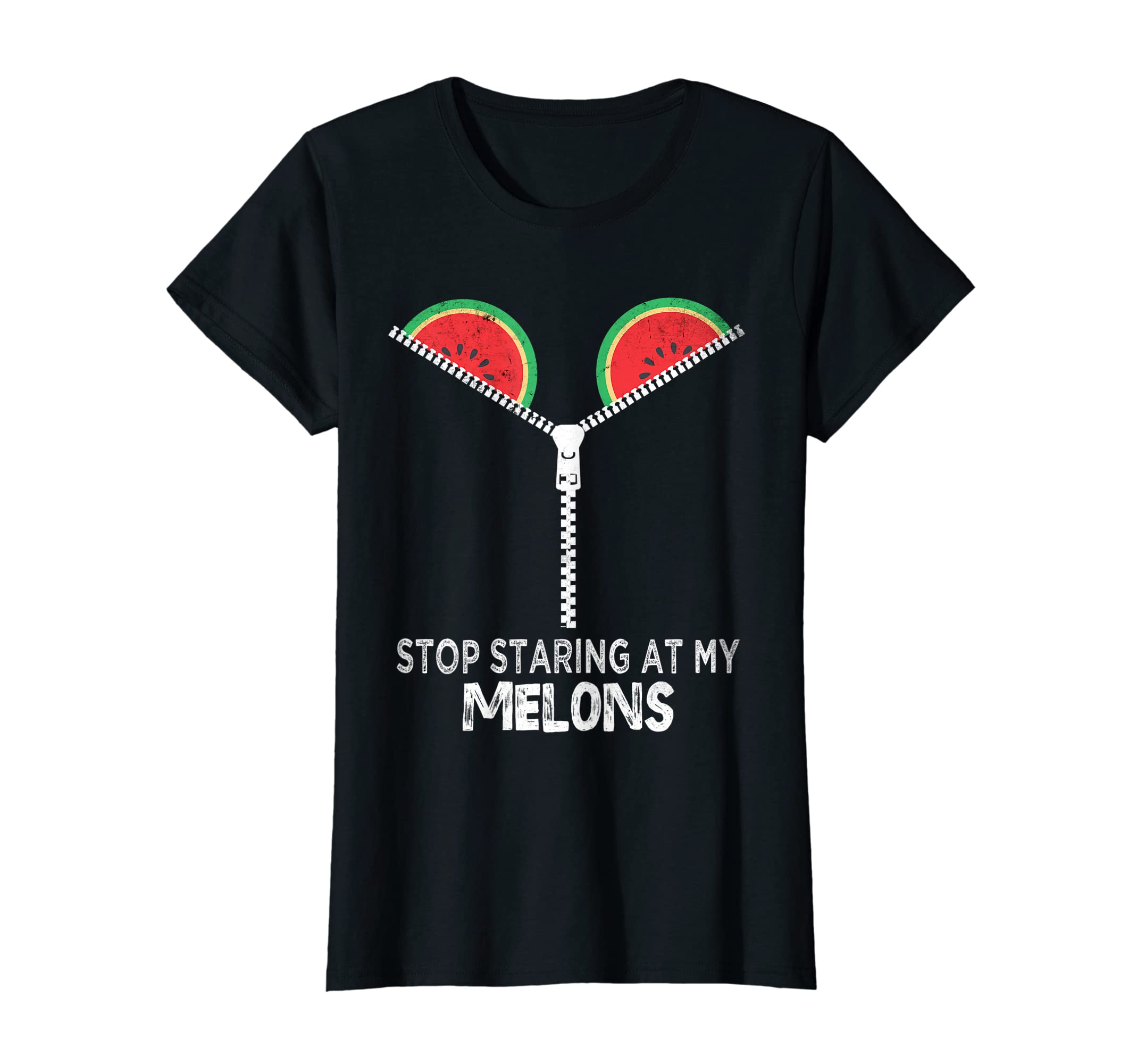 Stop Staring At My Melons Sarcastic Summer MotiveStop Staring At My Melons Funny Fresh Fruits Water Melons T-Shirt