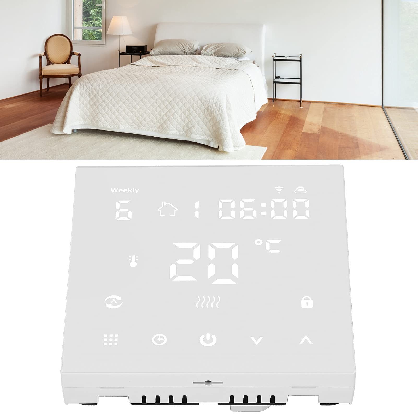 Termostato Intelligente Termostato Digitale PC più ABS AC90 a 240V 16A WiFi Touch LCD Telecomando da 41 a 95F per Riscaldamento a Pavimento Elettrico Uso Domestico