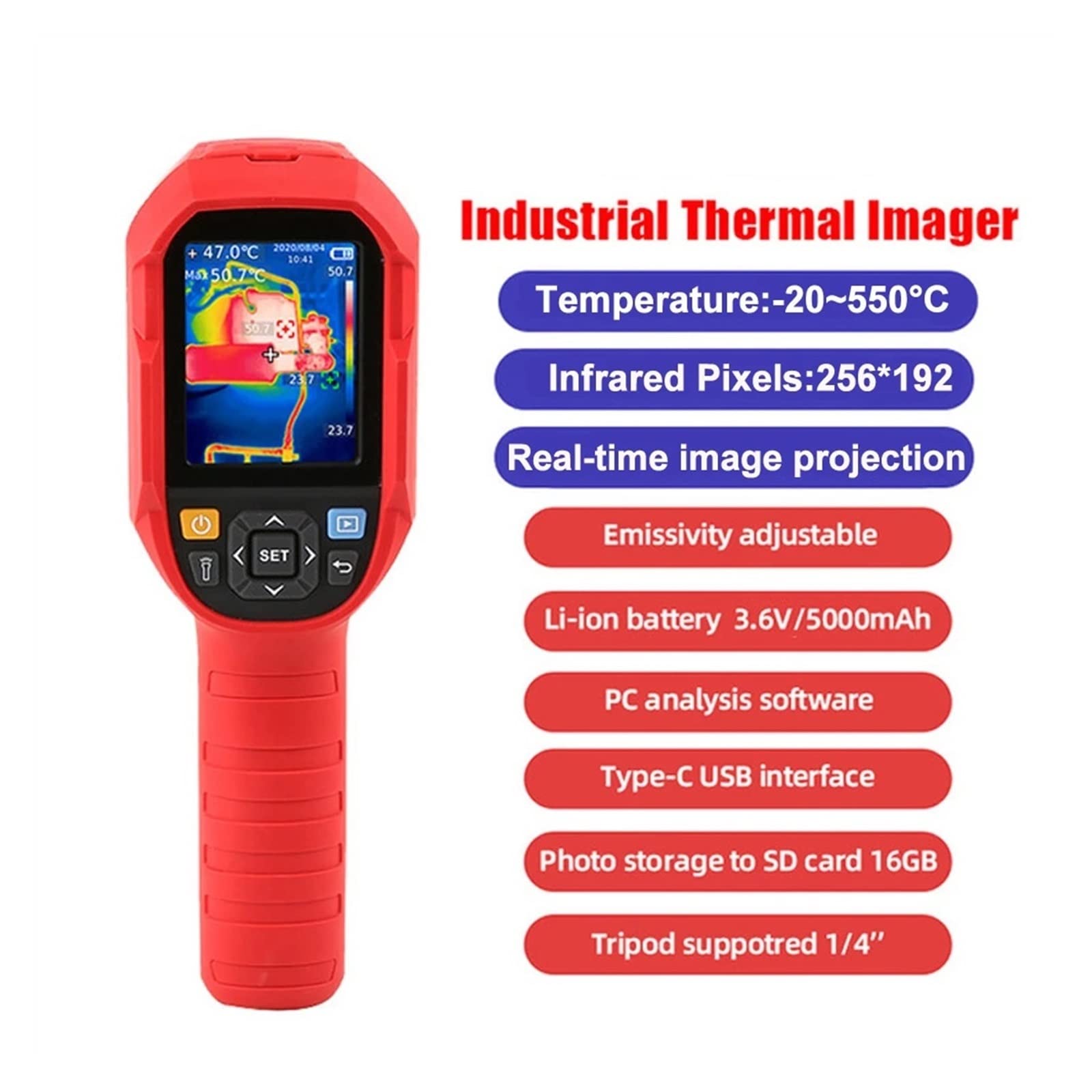 Cámara termográfica infrarroja de Mano Resolución 256 * 192 Circuito PCB Termómetro de imágenes de detección Industrial(I260B)