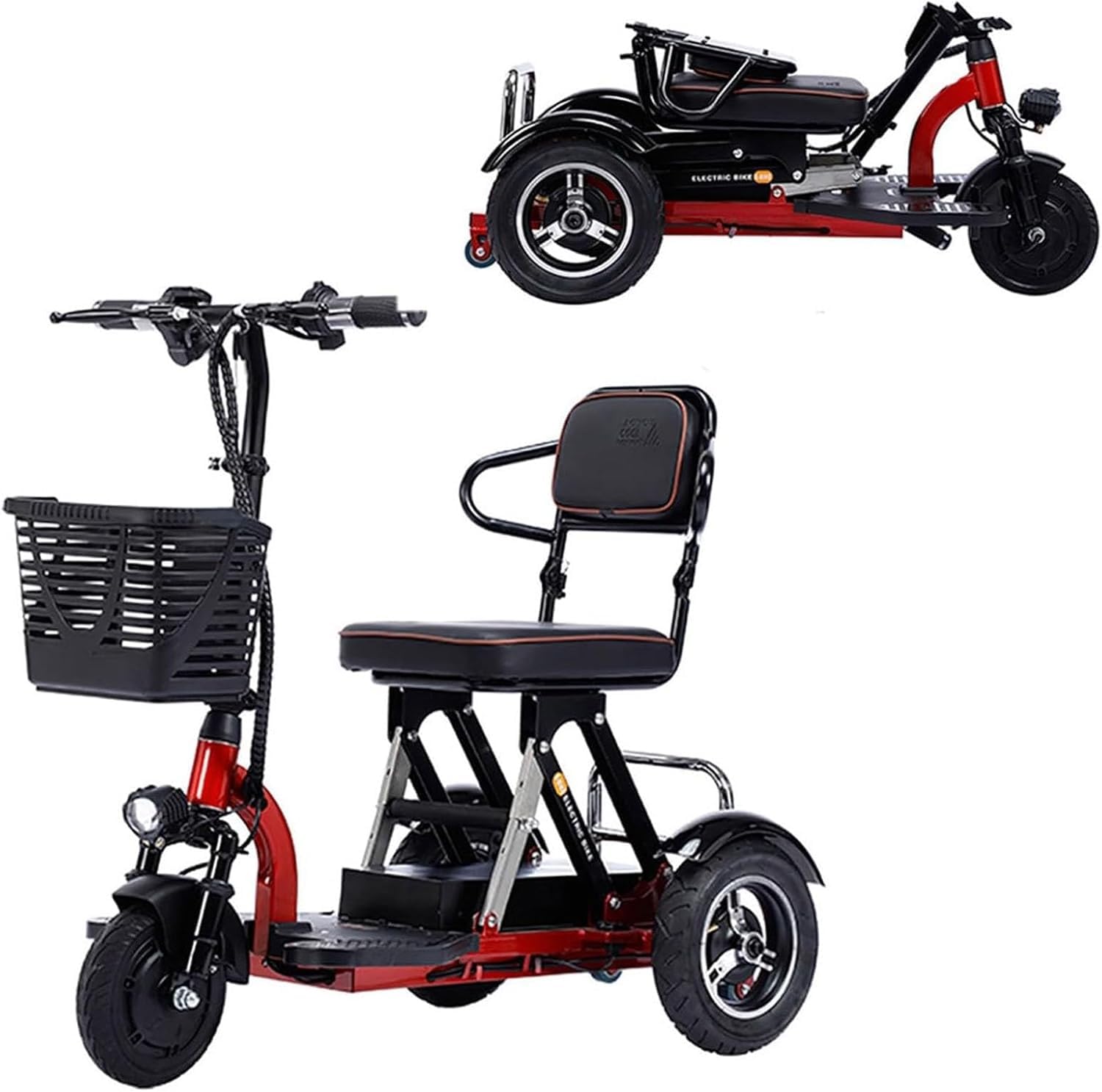 Scooter De Movilidad Eléctrico para Personas Mayores Scooters De Movilidad Plegables Triciclo Eléctrico Scooter De 3 Ruedas con Cargador y Cesta