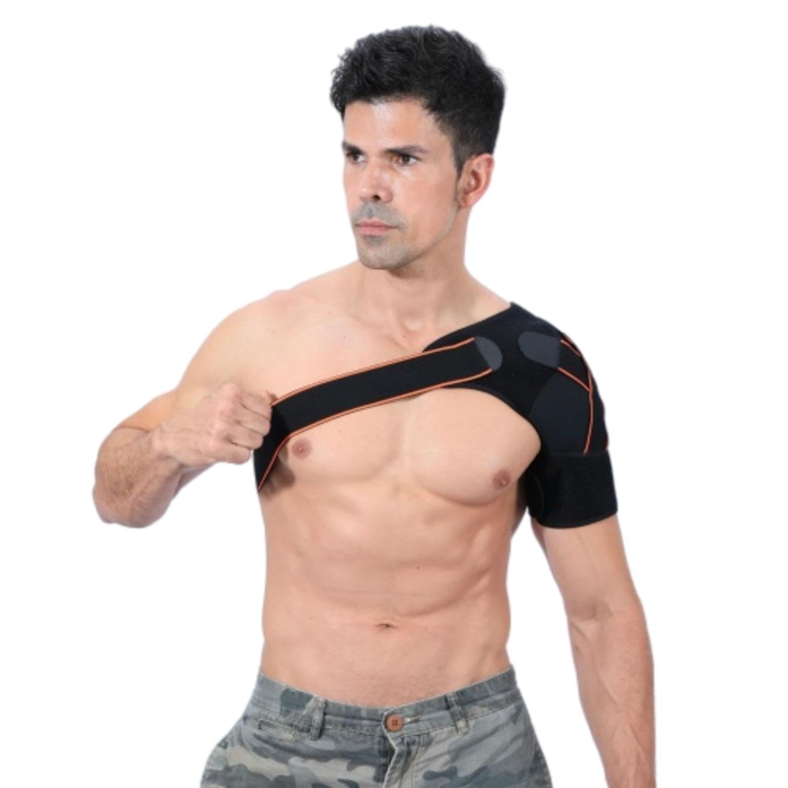 NIBHZ Tutore per Spalla, Spalla per Lesioni Riutilizzabile, Fascia di Supporto e Compressione Manica per Donna Uomo Spallaccio Cinturino di Stabilità, Imbracatura Braccio Sinistro e Destro,Orange