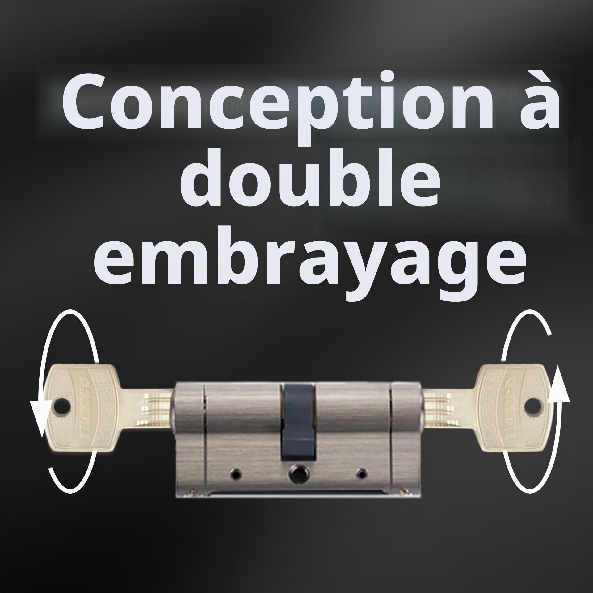 Cylindre de serrure 45 50 mm Serrure à mortaiser double ouverture anti-casse, 5 clés principales et carte de code