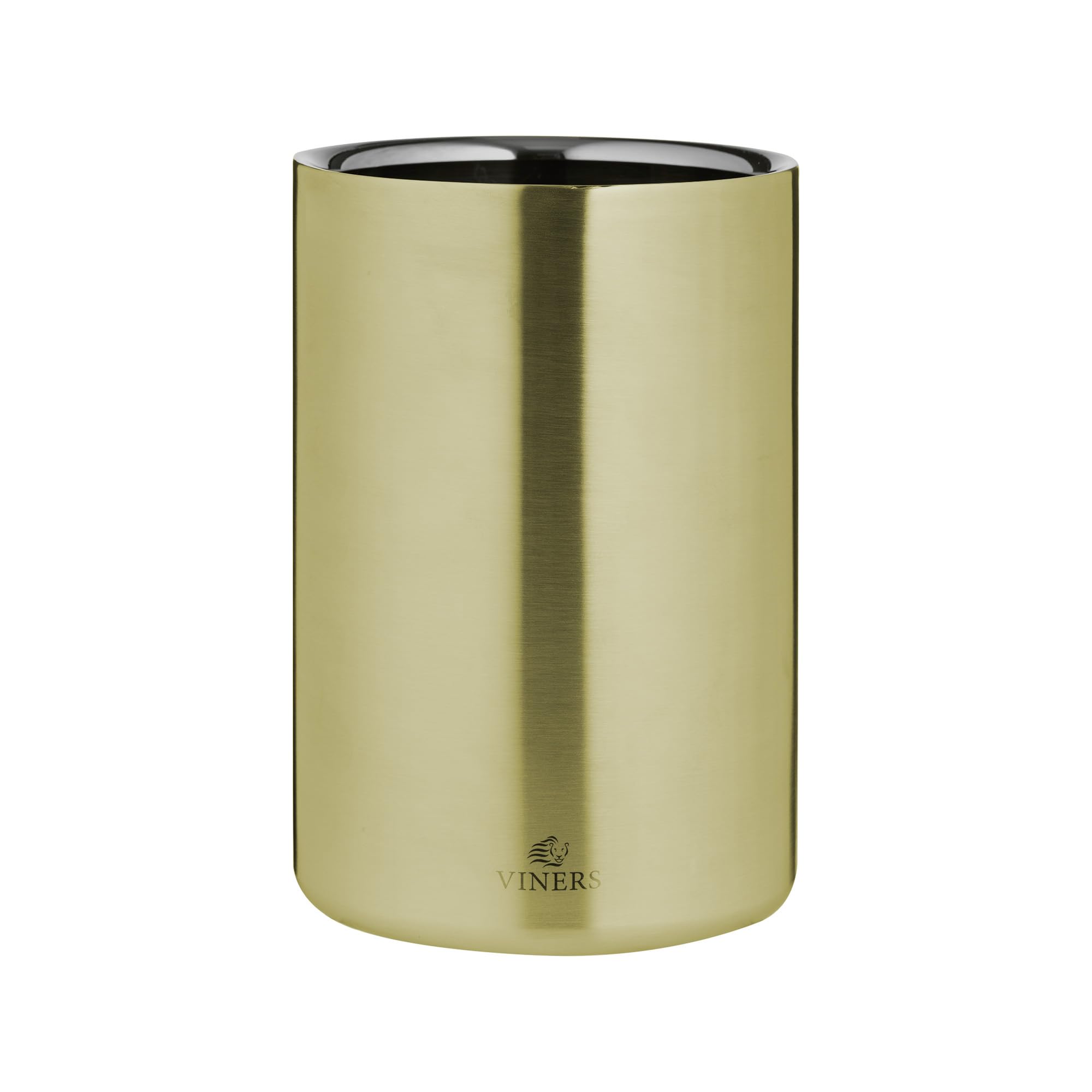 Viners Double Wall Wine Cooler Gold 1.3L Stainless Steel Bottle Cooler | Insulated Champagne & Wine Chiller | Brushed Gold Finish | No Condensation | Table & Home Bar Accessories