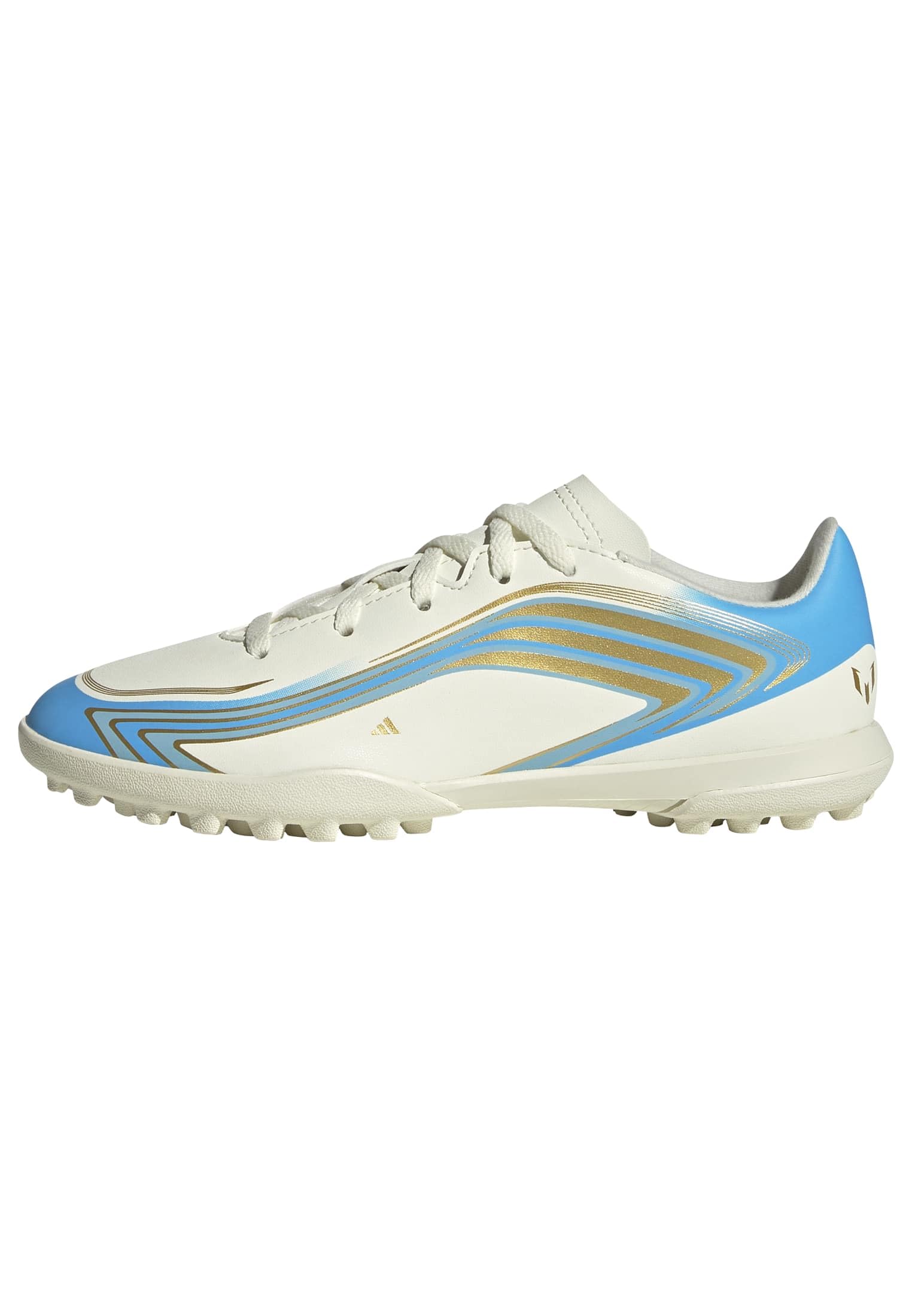 adidas Unisex Kids F50 Messi Club Turf Football Kids Shoes, Ivory/semi Blue Burst/Icey Blue, 3 UK