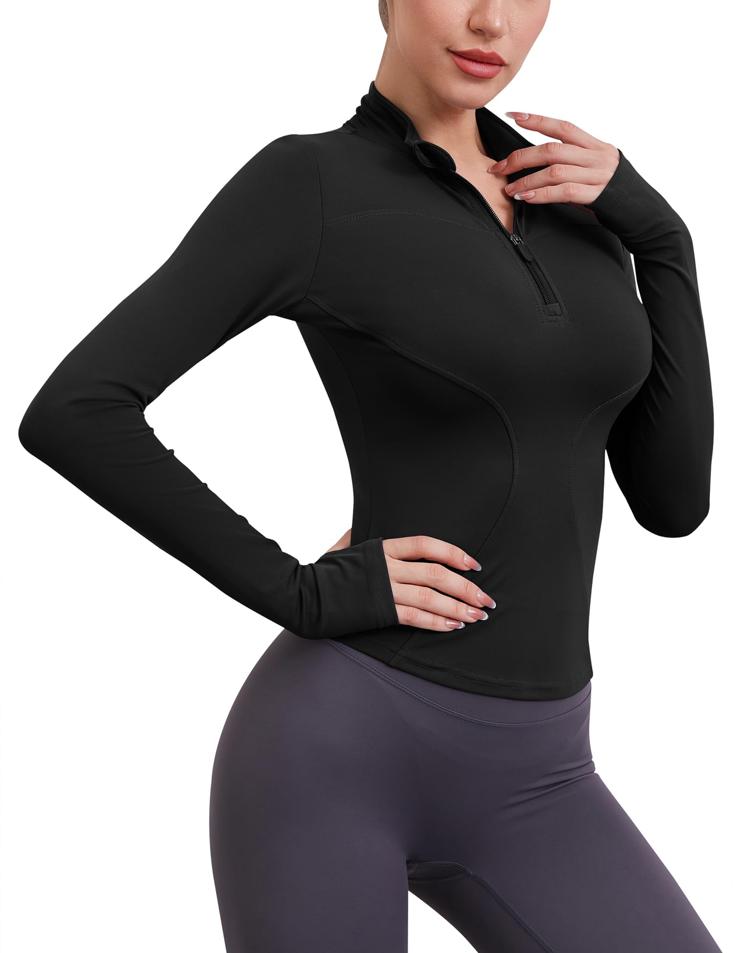 AjezMax Dames 1/4 Zip Lange Mouwen Running Yoga Top Sneldrogende Workout Sport Actieve T-shirts - rood - M AjezMax Dames 1/4 Zip Lange Mouwen Running Yoga Top Sneldrogende Workout Sport Actieve T-shirts - rood - M