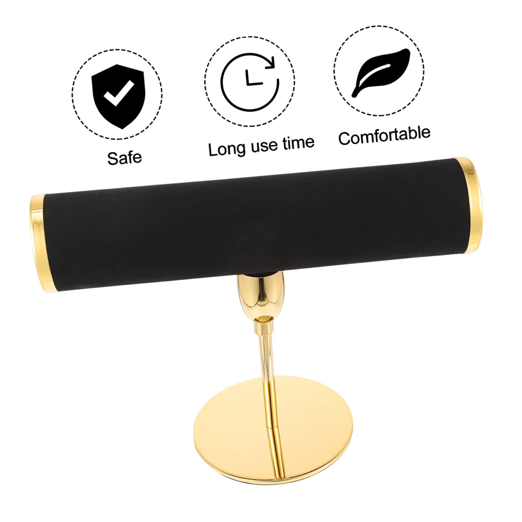 SHERCHPRY Espositore per Bracciali e Collane a Barra T in Microfibra e Metallo, Organizer per Orologi e Gioielli, Versione Oro per Arredamento Creativo