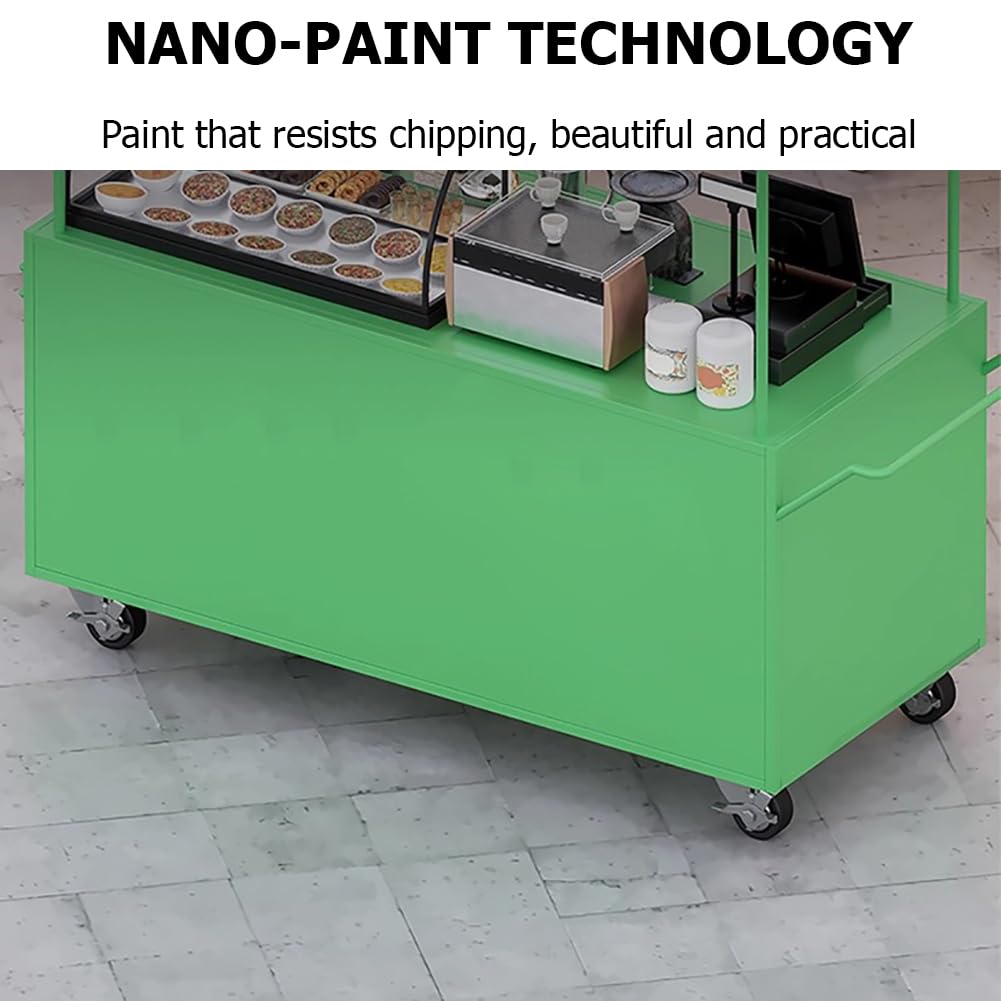 le Carrello per alimenti con ruote bloccabili, espositore in ferro per mercati, portatile, per catering, bancarella alimentare per eventi e festival