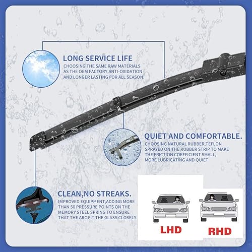 Miniatura 3 de Limpiaparabrisas de goma para BMW Serie 3 E90 E91 E92 E93 320d 318i 318d 335i 320i 330i 330d 328i 330i 330i, 2 piezas, ajuste perfecto para