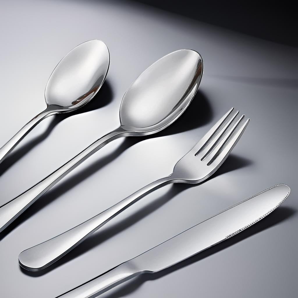 12 Pcs Tablespoons Set, 7.3" Dinner Spoons, Top Food Grade Stainless Steel Spoons Silverware Set, Cutlery Soup Spoons, Mirror Finish & Dishwasher Safe