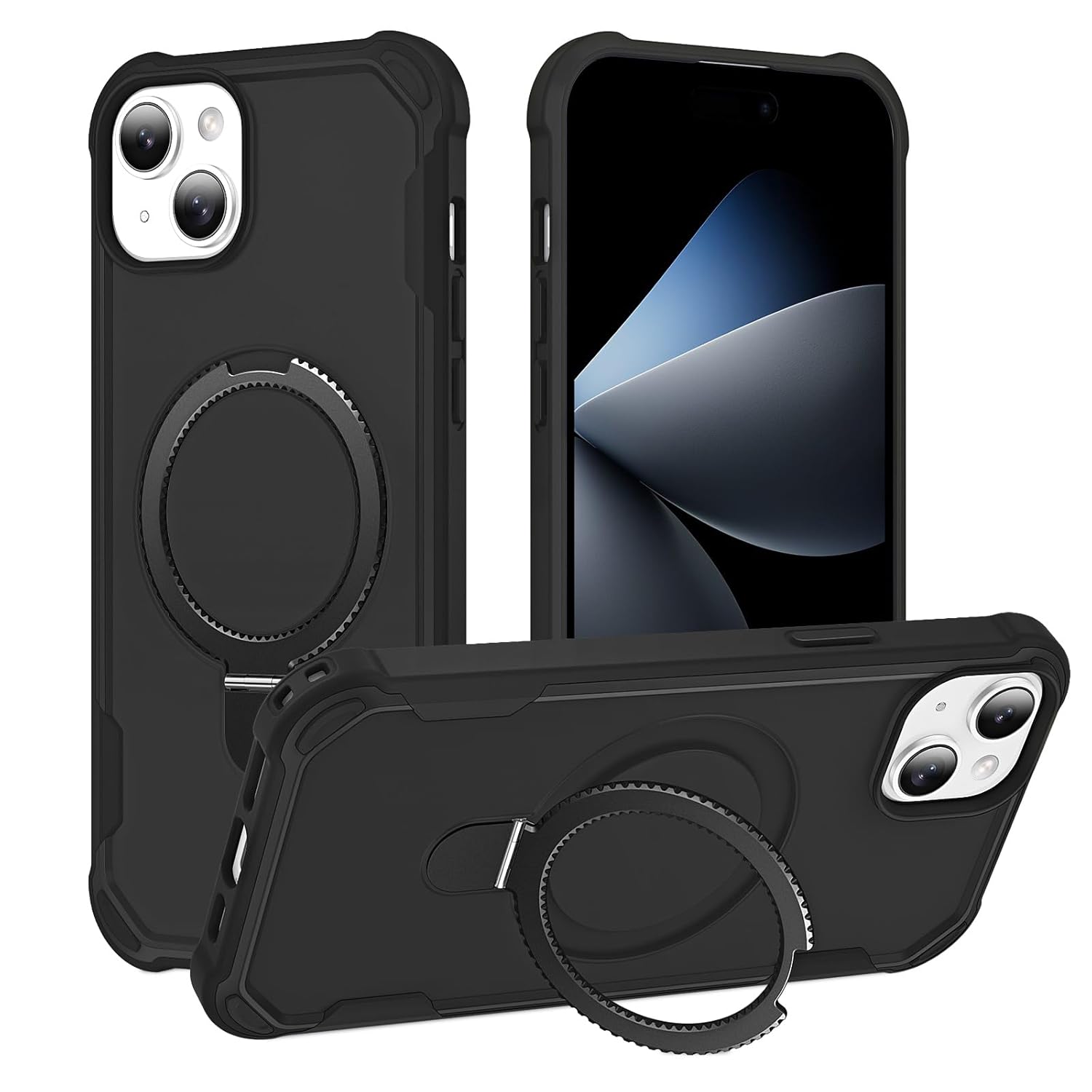 Compatible with iPhone 15 Case with Invisible Magnetic Ring Stand Compatible with Magnetic Military Drop Protection Shockproof Slim
