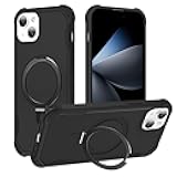 HIGLYCASE Compatible with iPhone 14 Plus Case & iPhone 15 Plus Case with Invisible Magnetic Ring Stand [Compatible with Magnetic] [Military Drop Protection] Shockproof Slim Cover 6.7 Inch, Black