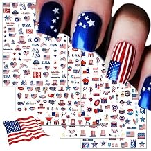 TailaiMei 12 Sheets 4th of July Nail Decals Stickers, Self Adhesive Independence Day Patriotic American Flag DIY Design Eagles USA Nail Art Decorations