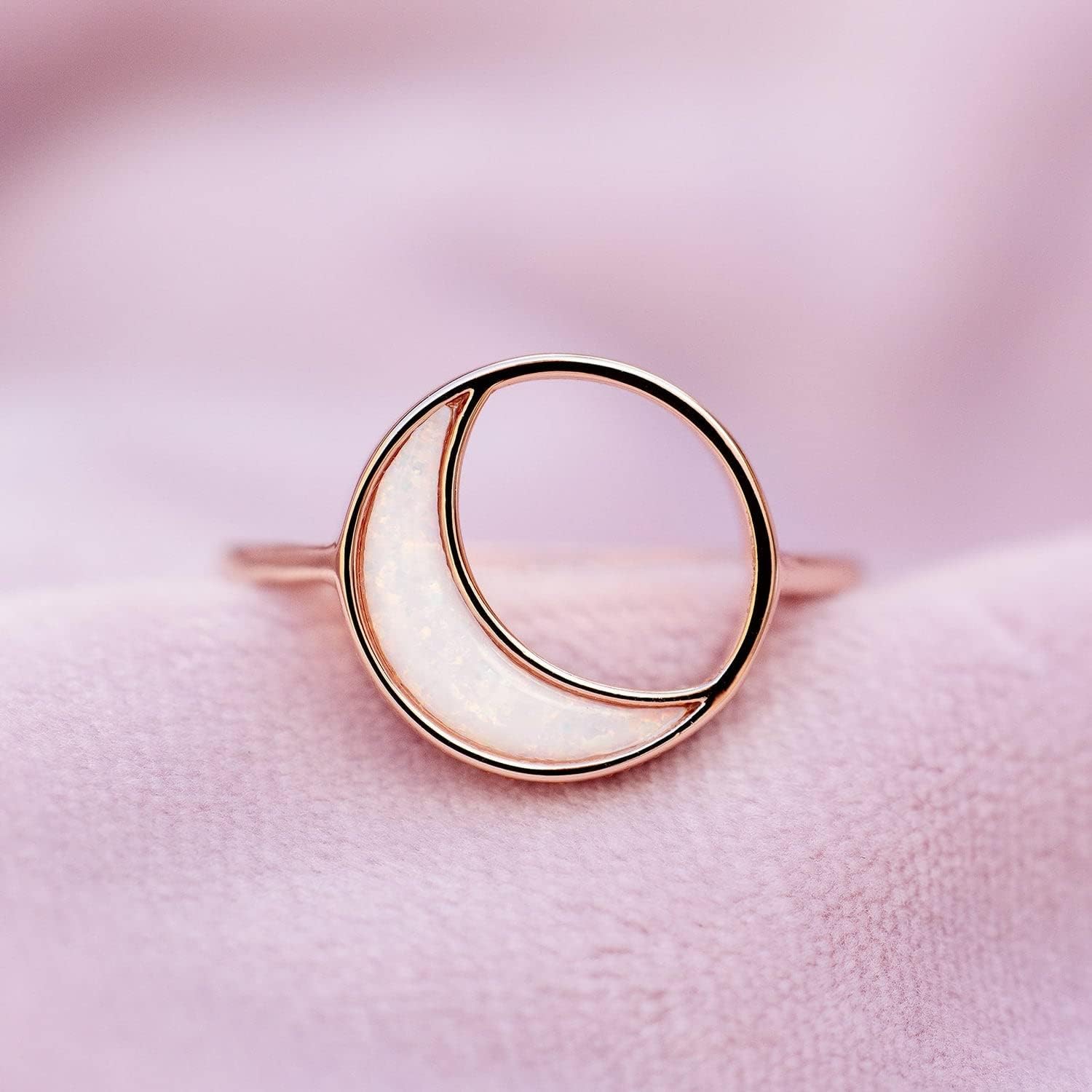 Pura Vida Ring Rose Gold Eclipse Handmade Ring - Stackable Ring with Resin Opal, Ring Jewelry with Brass Base - Rose Gold Rings for Women, Cute Rings for Ladies Boho Jewelry for Women - Size 5-9