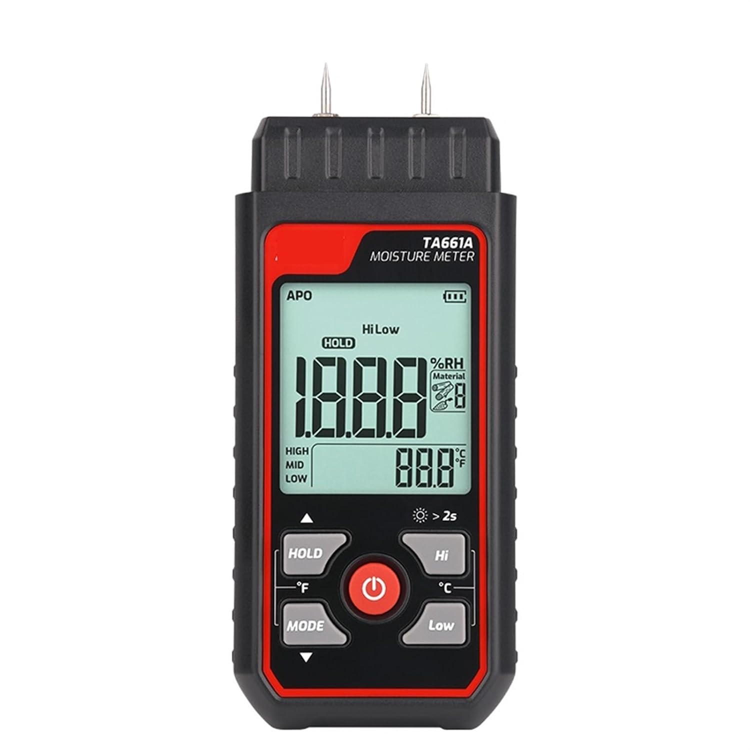 Moisture Meter TA661A Two Pins Digital Wood Moisture Meter Wood Humidity Hygrometer for 7 Material Test LCD Display Timber Damp Detector