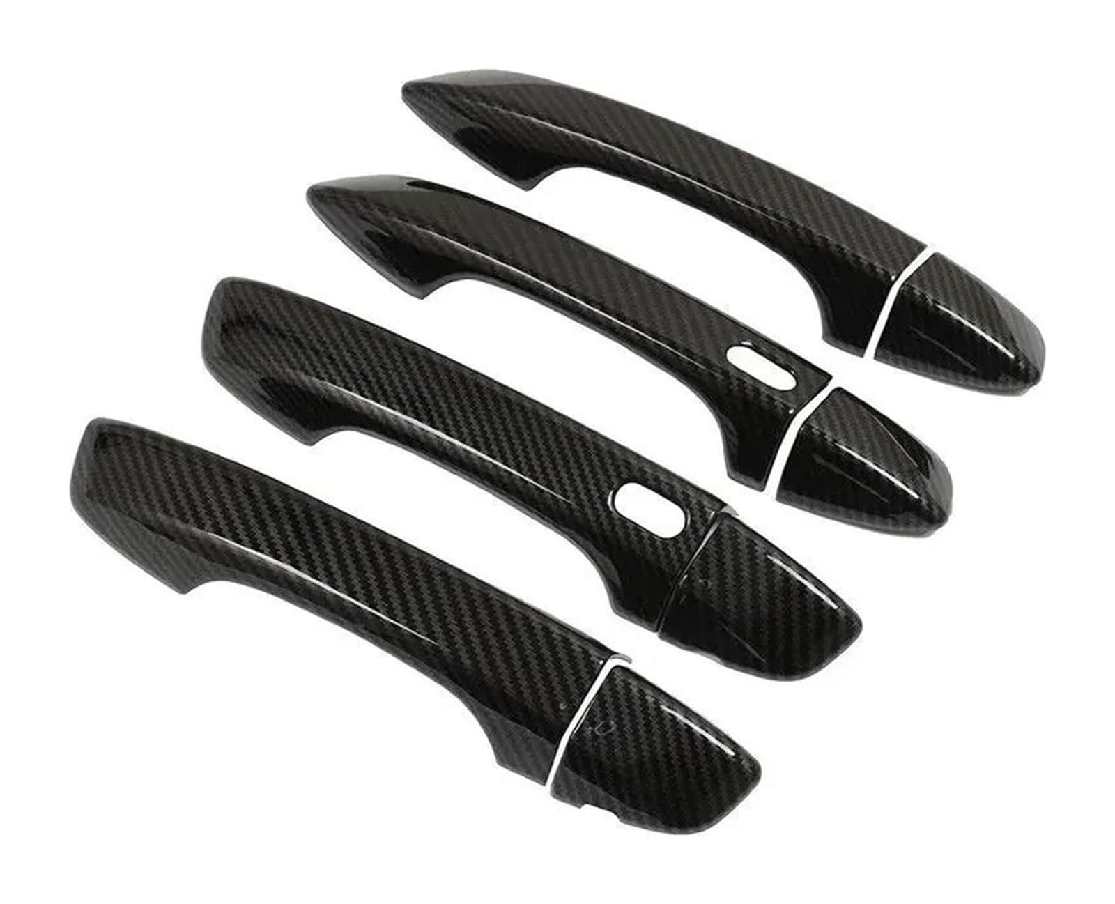 Hckclmbmzw Style3 For Skoda For Kodiaq 2017-2022 Carbon Fiber Chrome Car Door Handle Cover Trim Sticker Styling Accessories Door Handle Cover(Style3)