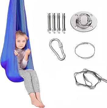 Sensory Swing Kids Indoor Adjustable Therapy Swing Special Aid Hardware Included for Autism, ADHD, Sensory Integration Blue