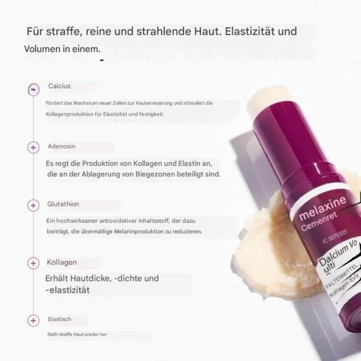 DrMelaxinn Calcium Balm Stick/Calcium Volume Multi Balm, Volumen-Faltenkernstift für Augen, Hals & Gesicht, 9 g (1PC)