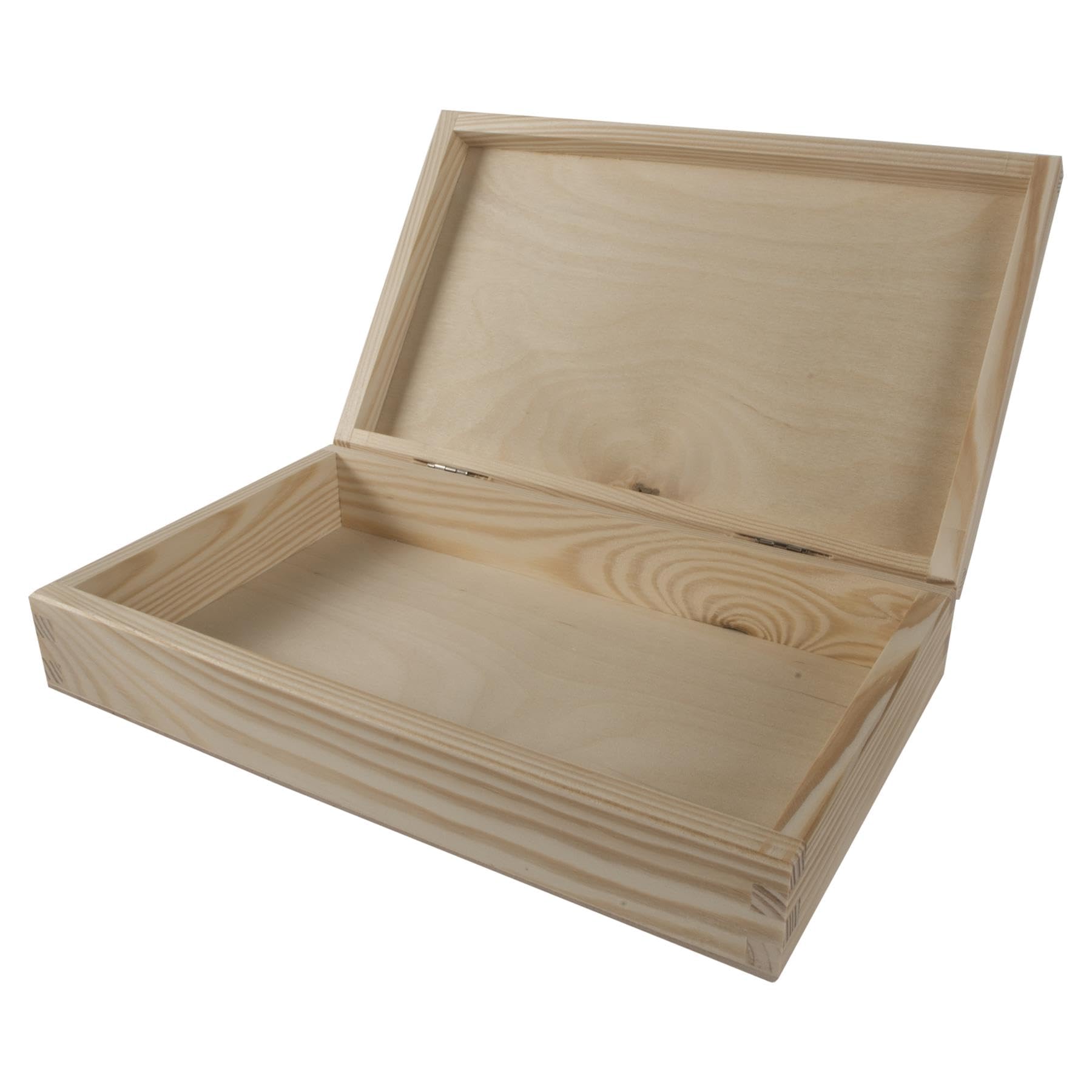 B&Q -  Shallow Wooden Gift Box With Hinged Lid Plain Pine Keepsake And Craft Storage Case For Diy Decoration 25 X 15 X 5 Cm