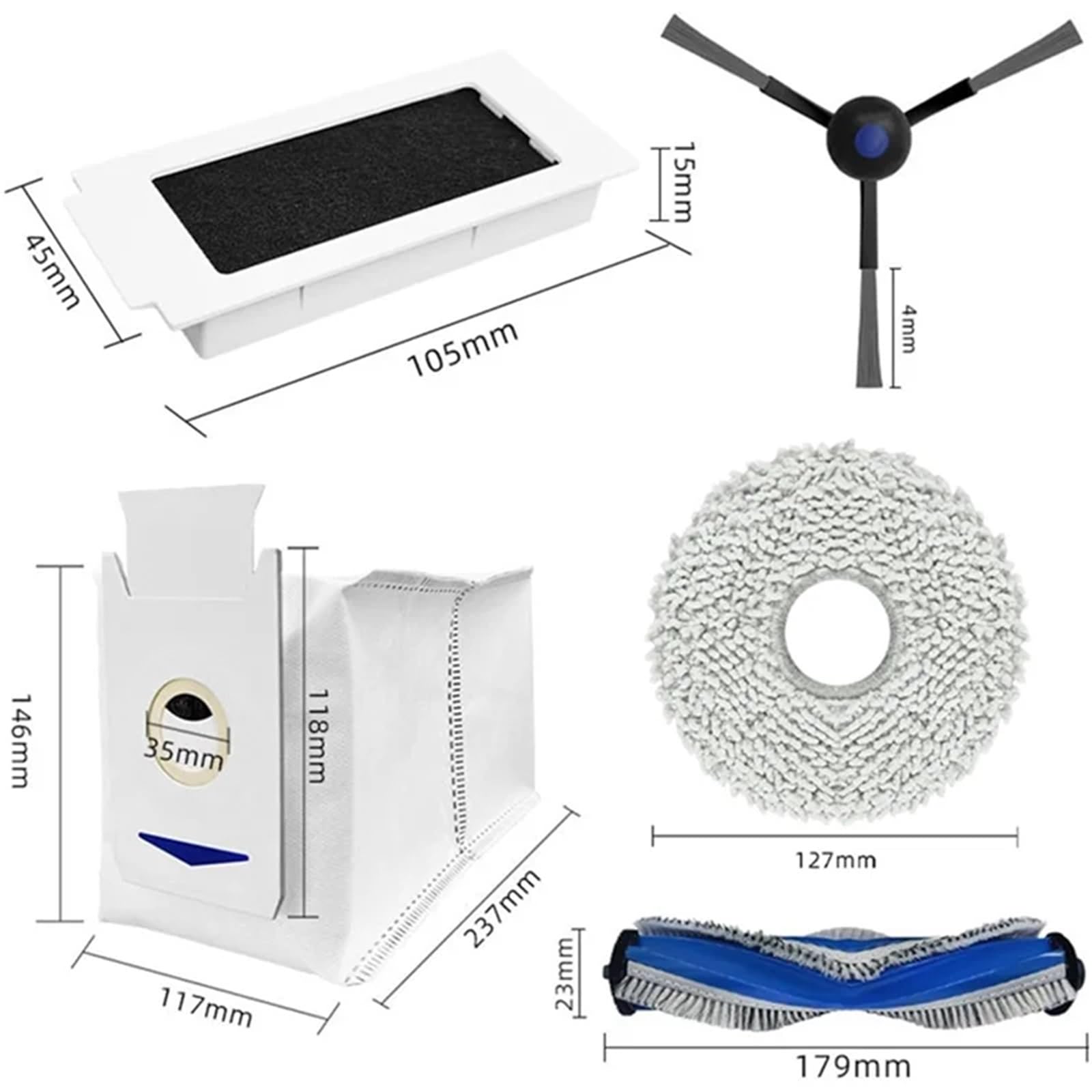 Compatibile con ECOVACS, Kit Spazzola & Filtro T30, per Robot Asp