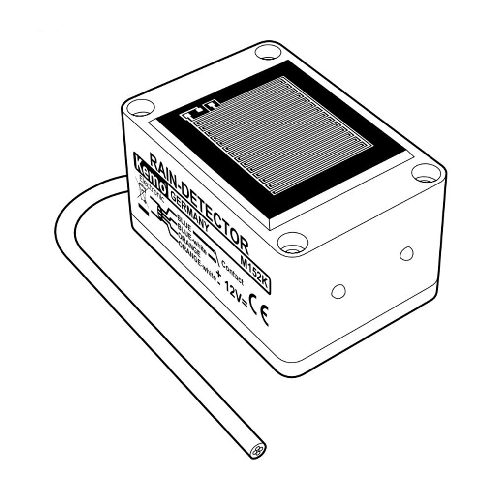 Kemo M152K kapazitiver Regensensor. Relais-Aktivierung auch bei destilliertem Wasser. Einstellbare Empfindlichkeit, mit 2 LED-Anzeigen