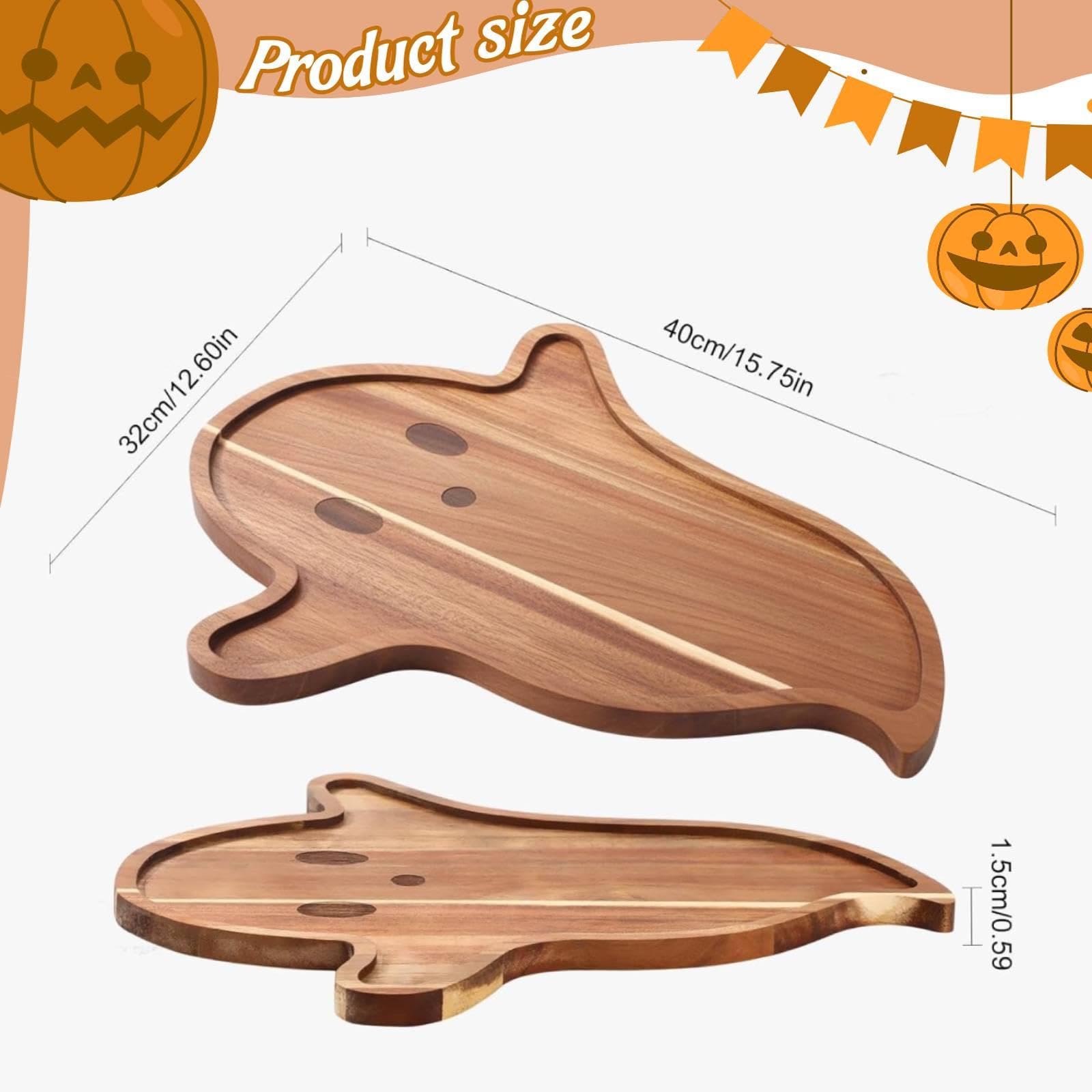 Bandeja Madera para Servir, decoración Halloween, Tabla Decorativa, Bandeja para Comida, Plato para la Mesa del Comedor, Mesa Carne